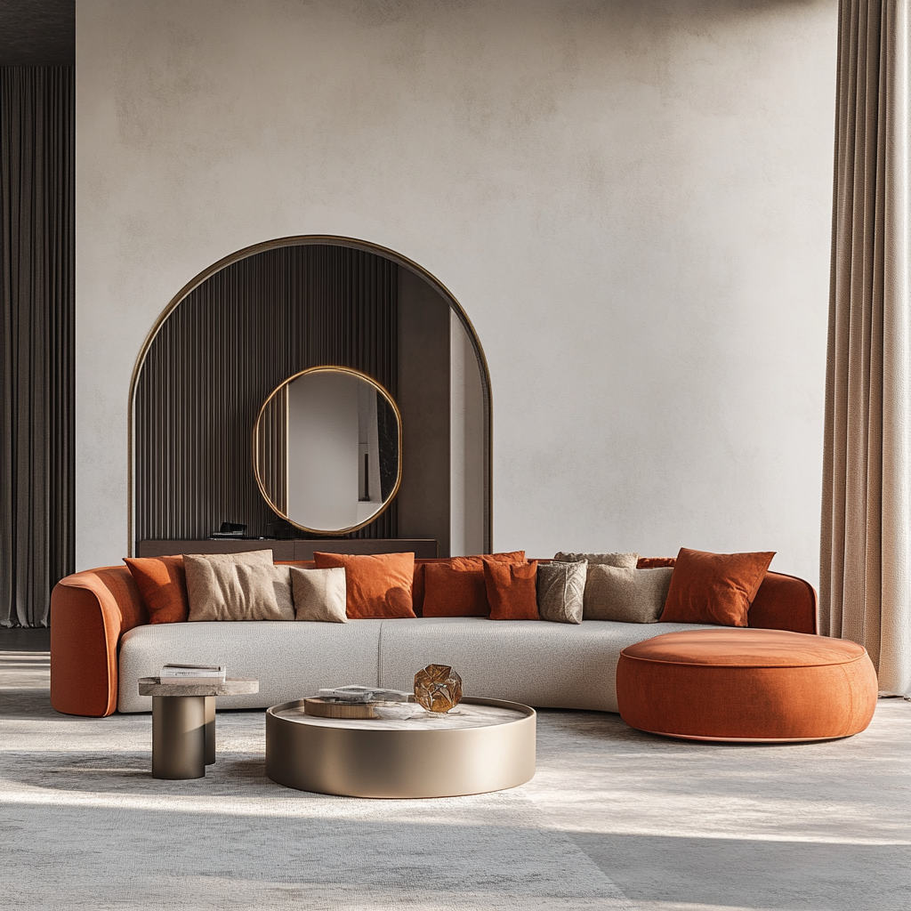 Elegant upholstered sofa in a premium modern living room