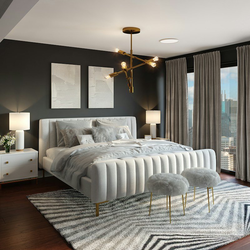Upholstered bed headboard and bedroom design
